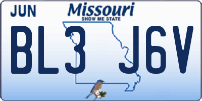 MO license plate BL3J6V