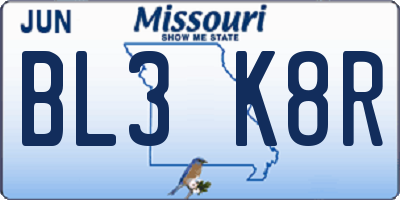 MO license plate BL3K8R