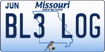 MO license plate BL3L0G