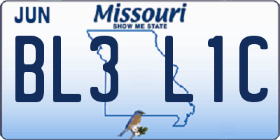 MO license plate BL3L1C