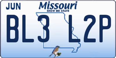 MO license plate BL3L2P