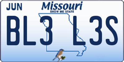 MO license plate BL3L3S