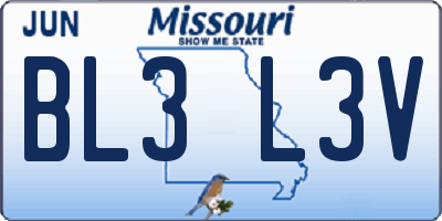 MO license plate BL3L3V