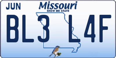 MO license plate BL3L4F