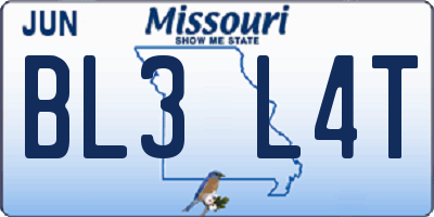 MO license plate BL3L4T