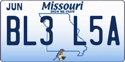 MO license plate BL3L5A