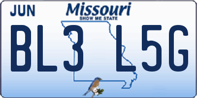 MO license plate BL3L5G