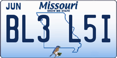 MO license plate BL3L5I