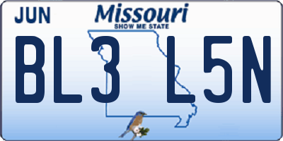 MO license plate BL3L5N