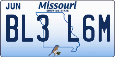 MO license plate BL3L6M