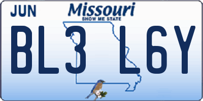 MO license plate BL3L6Y