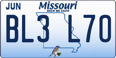 MO license plate BL3L7O