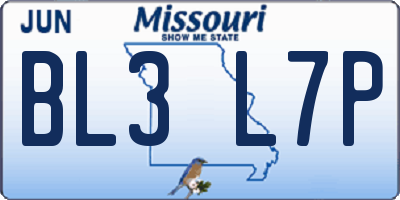 MO license plate BL3L7P