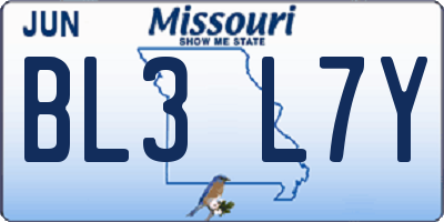 MO license plate BL3L7Y