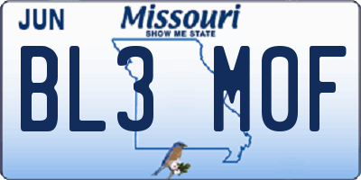 MO license plate BL3M0F