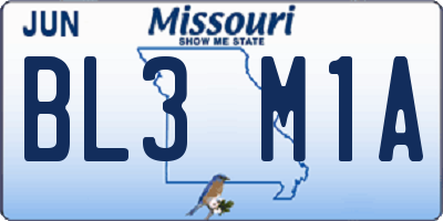 MO license plate BL3M1A