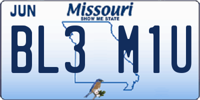 MO license plate BL3M1U