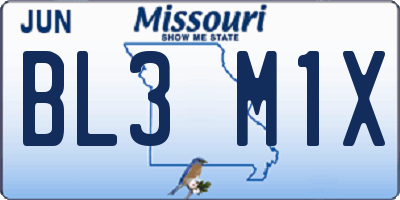 MO license plate BL3M1X
