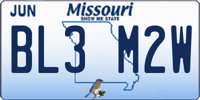 MO license plate BL3M2W