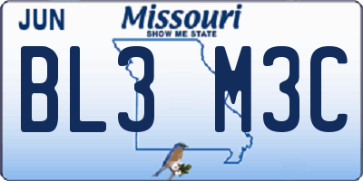MO license plate BL3M3C