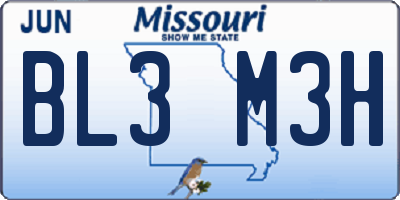 MO license plate BL3M3H