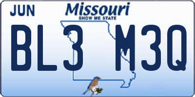 MO license plate BL3M3Q
