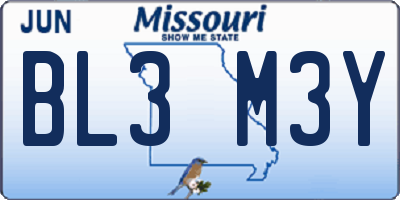 MO license plate BL3M3Y