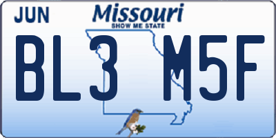 MO license plate BL3M5F