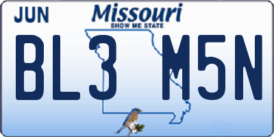 MO license plate BL3M5N
