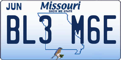 MO license plate BL3M6E
