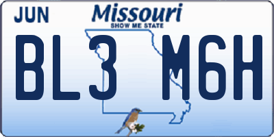 MO license plate BL3M6H