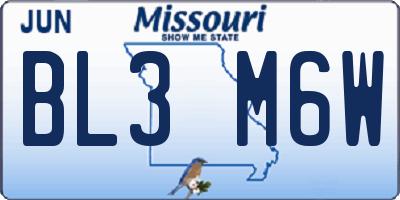 MO license plate BL3M6W