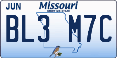 MO license plate BL3M7C