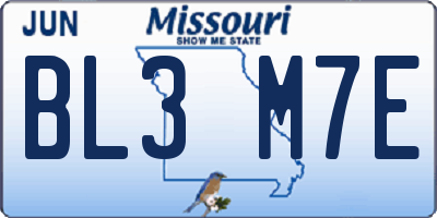 MO license plate BL3M7E