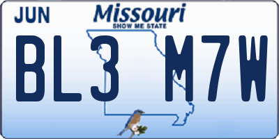 MO license plate BL3M7W