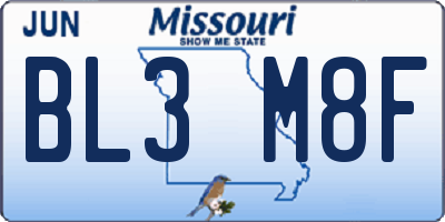 MO license plate BL3M8F