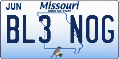 MO license plate BL3N0G