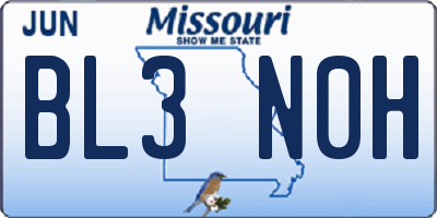 MO license plate BL3N0H