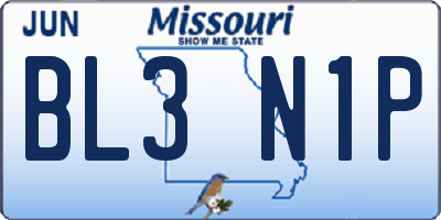 MO license plate BL3N1P