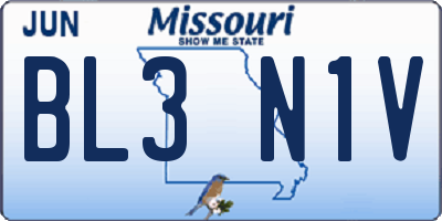 MO license plate BL3N1V
