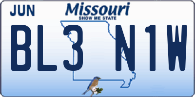 MO license plate BL3N1W