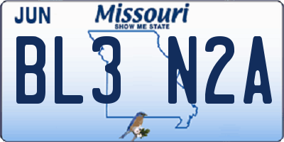 MO license plate BL3N2A