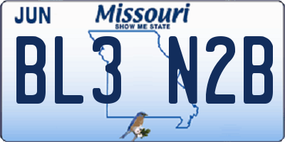 MO license plate BL3N2B