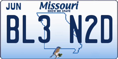 MO license plate BL3N2D