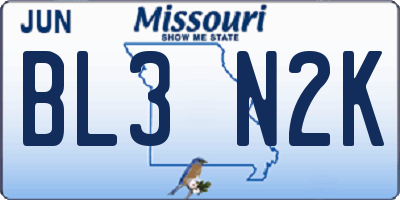 MO license plate BL3N2K