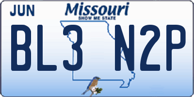 MO license plate BL3N2P