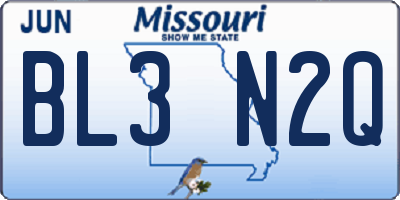 MO license plate BL3N2Q