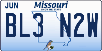 MO license plate BL3N2W