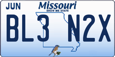 MO license plate BL3N2X