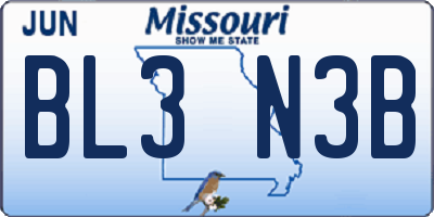 MO license plate BL3N3B